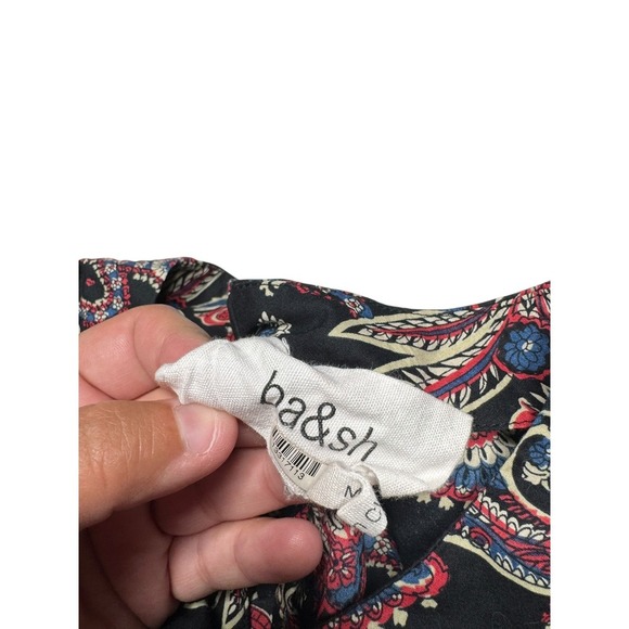 Ba&sh Rym Blouse Paisley black blue red Buttons Career Small - Picture 2 of 7